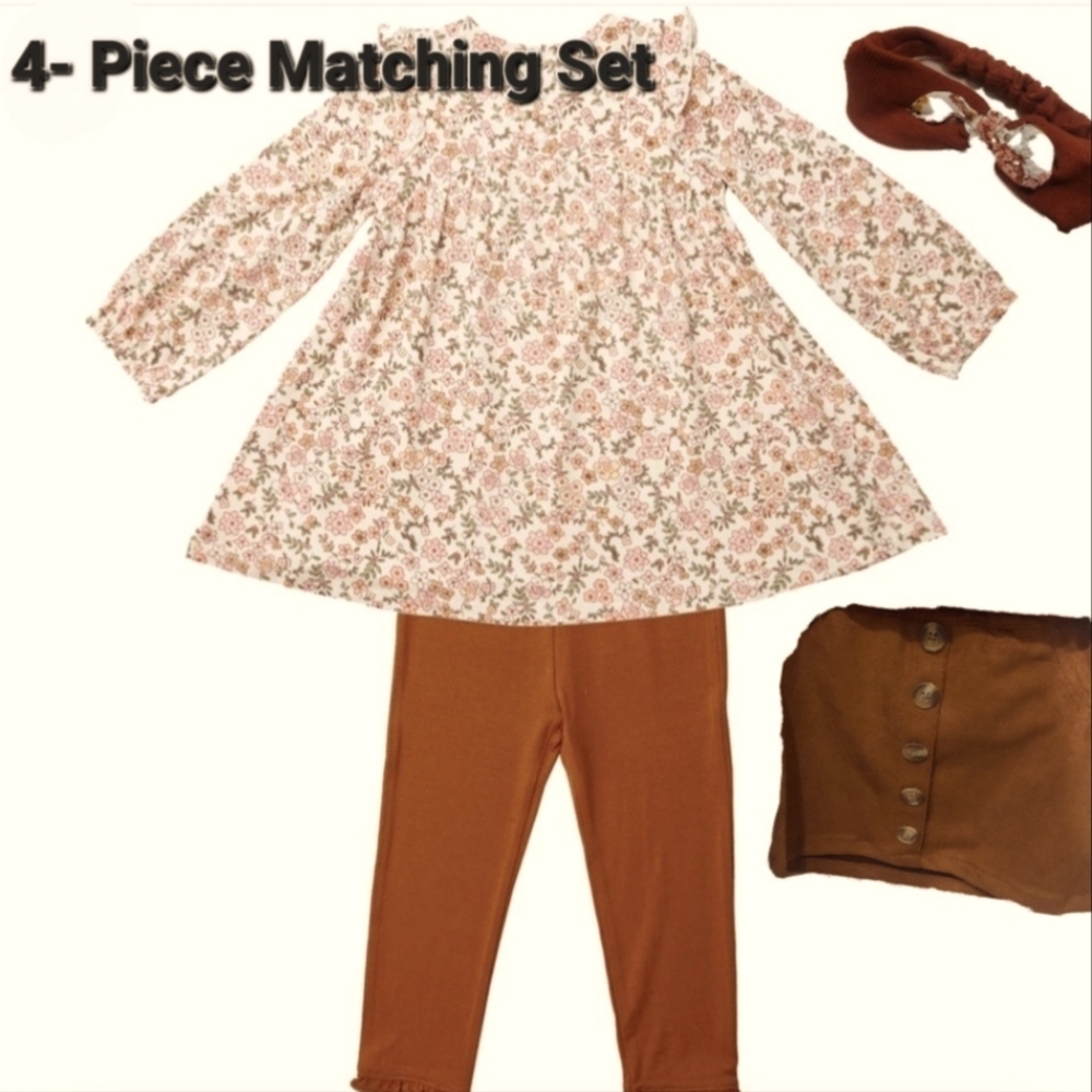 Little Lass 4 Piece Matching Outfit Includes Headband
